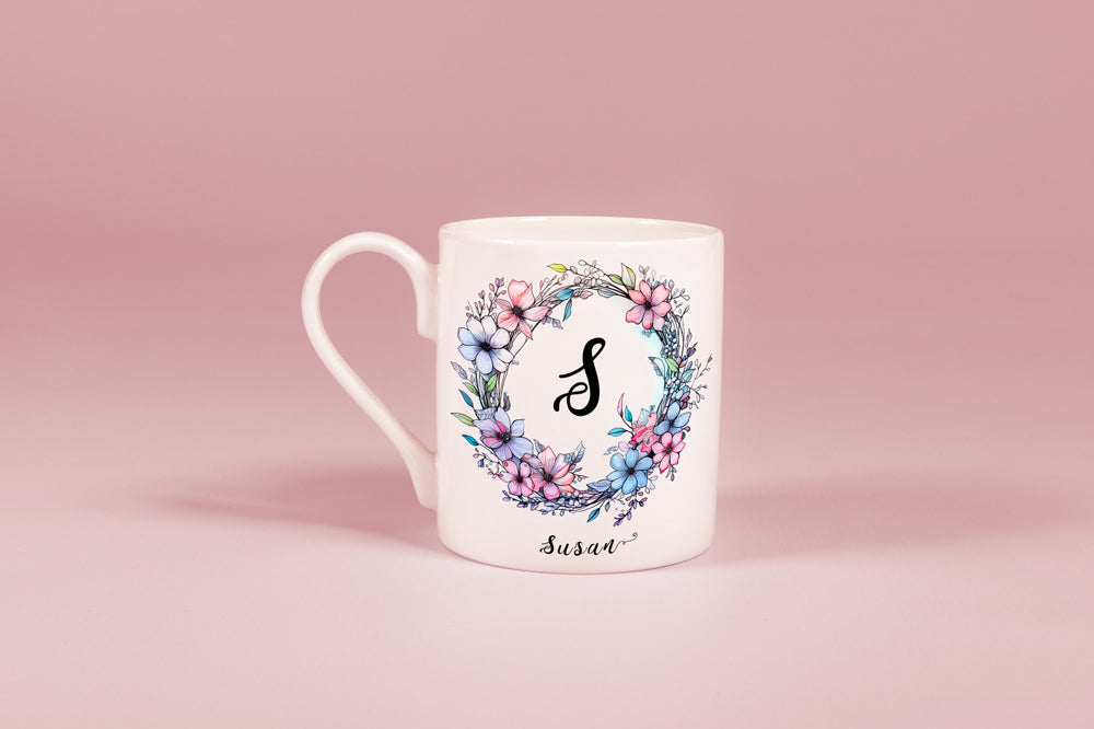 Bone China Mug with Watercolour Print - Personalisable